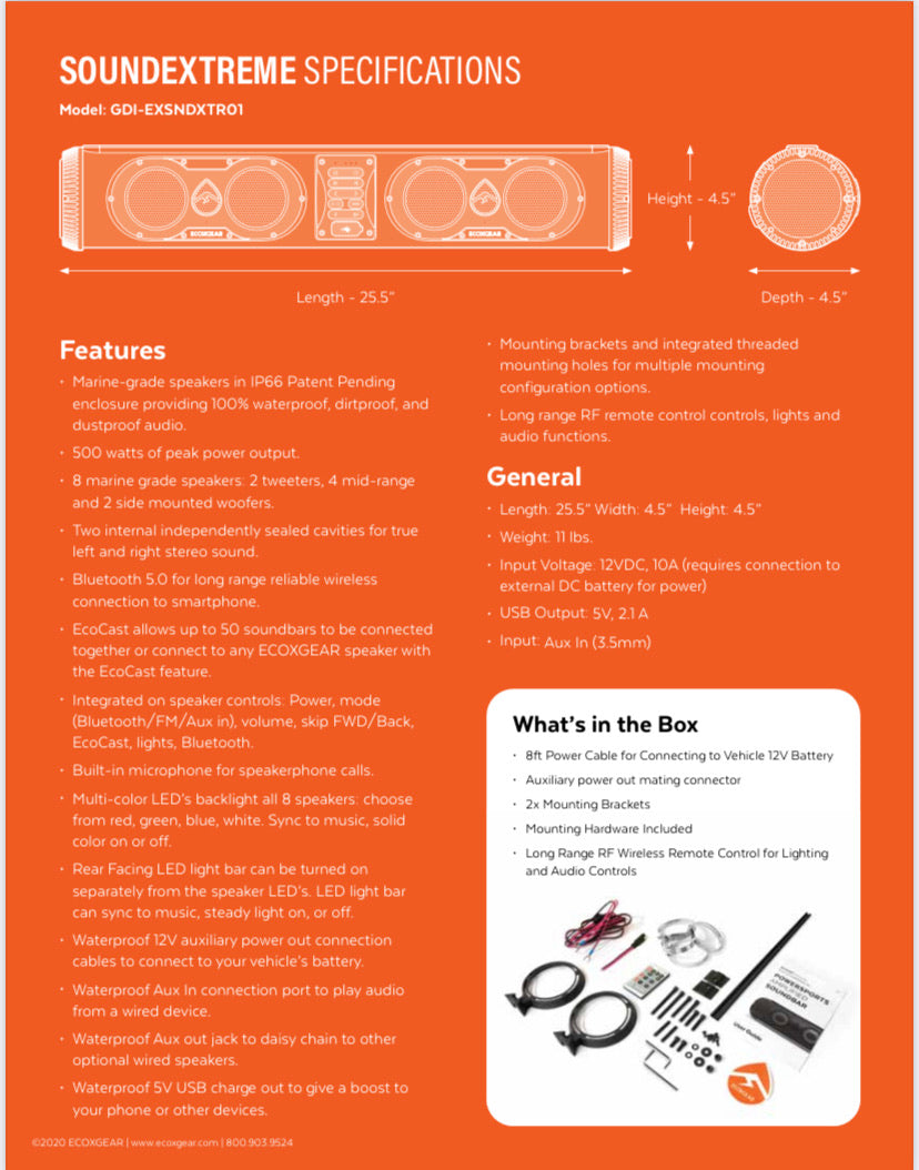 EcoXgear Sound Extreme Speaker Bar