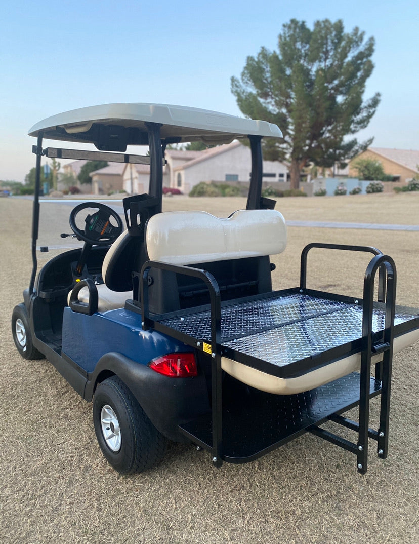 Club Car Precedent Golf Cart Rear Flip Seat Kit (2004-UP) *WHITE SEAT  CUSHIONS* - Golf Carts & Accessories Inc.